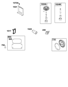 Lubrication Group Diagram and Parts List for 61E877-0112-J1 400000 - 699999 Briggs and Stratton Engine